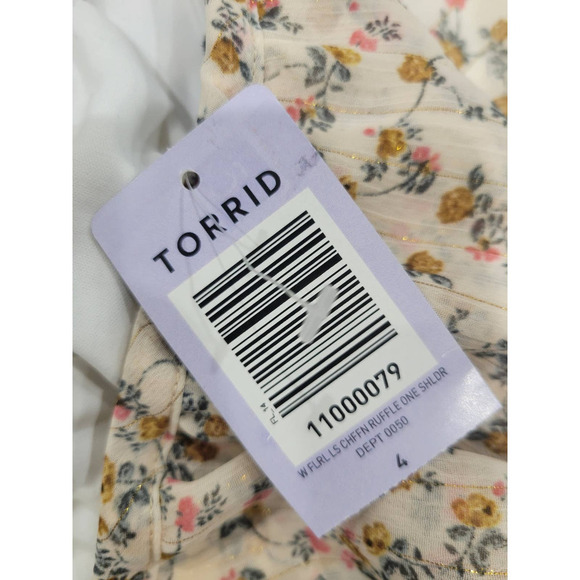 NEW Torrid Women's Floral Print Chiffon Ruffled One Shoulder Top Size 4x - Picture 11 of 11